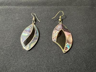 ABALONE & BLACK INLAY EARRINGS