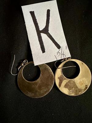 1-5/8” ABALONE & BLACK INLAY EARRINGS