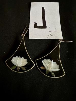 2” ABALONE & BLACK INLAY EARRINGS