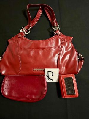 NINE WEST HAND BAG WITH RED COIN PURSE AND WALLET