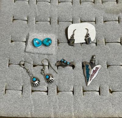 .925 STERLING SILVER JEWELRY & TURQUOISE EARRING