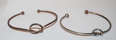 Collection of 2 Open-Ended KNOTTED BRACELETS (2½" Opening) in Both Silver/Brass Tone Metal