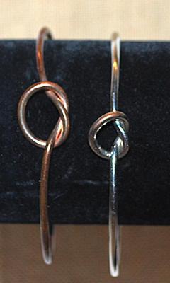 Collection of 2 Open-Ended KNOTTED BRACELETS (2½" Opening) in Both Silver/Brass Tone Metal