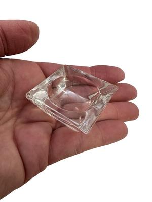 Partial Set of 7 Glass Salt Place Bowls w 4 Glass Shell Spoons