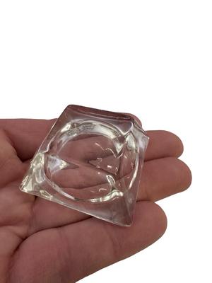 Partial Set of 7 Glass Salt Place Bowls w 4 Glass Shell Spoons