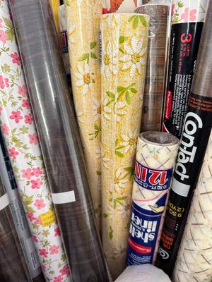 Big Box of Mostly Unused Contac Paper and Shelf Liner, Retro Colors