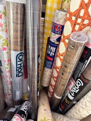 Big Box of Mostly Unused Contac Paper and Shelf Liner, Retro Colors