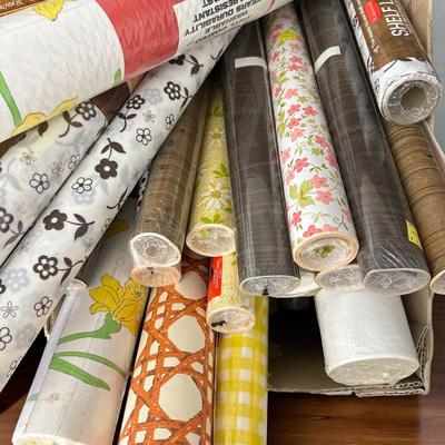 Big Box of Mostly Unused Contac Paper and Shelf Liner, Retro Colors