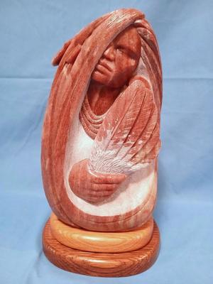 Sale Photo Thumbnail #253: Unsigned but I think the artist is Cheryl Joe. Base 6" x 5 1/2" height 11".