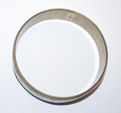 Beige and Brown Designed Enamel BRACELET (2½" Opening) with Gold Tone Setting