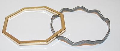 Collection of 2 ANGLE BRACELETS (2¼" Opening) in Both Gold and Silver Tone