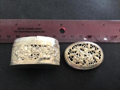 Vintage Silver Filagree Trinket Box. No Marks. Non Magnetic