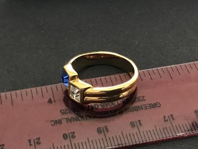 Blue and Clear Rhinestone Fashion Ring.