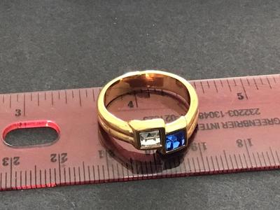 Blue and Clear Rhinestone Fashion Ring.