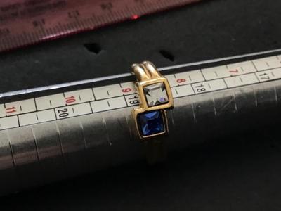 Blue and Clear Rhinestone Fashion Ring.