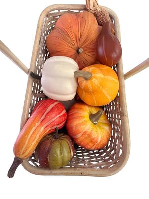 Autumn Decor-Basket with (Fake) Fruits & Veggies, Scarecrows