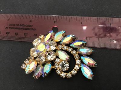 Juliana Delizza&Elster Sparkling Aurora Borealis Vintage Brooch