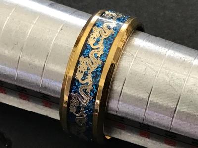 Gold Tone Blue Dragon Band
