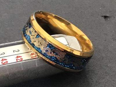 Gold Tone Blue Dragon Band