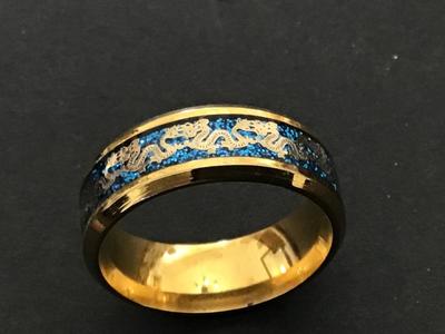 Gold Tone Blue Dragon Band