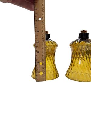 Pair of Vintage Amber Swirl Glass Peg Base Insert for Candle Holders