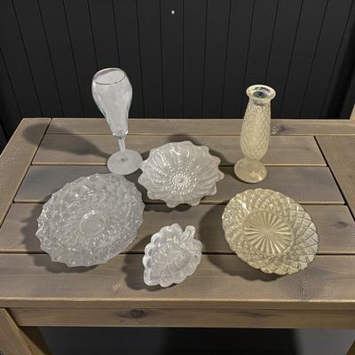 Lot of Various Clear Glass Pieces w Plates