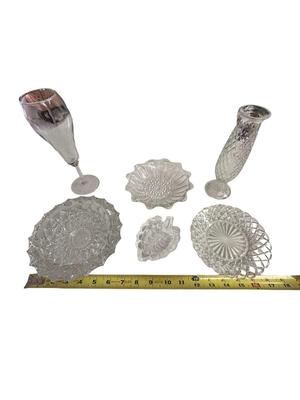 Lot of Various Clear Glass Pieces w Plates