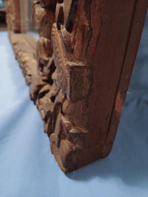 Sale Photo Thumbnail #315: 29 1/2" wide, 2" deep, 25 1/2" high. Some loss of silvering from mirror. Mirror partly detached from frame.