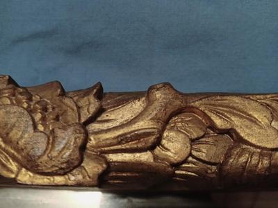 Sale Photo Thumbnail #312: 29 1/2" wide, 2" deep, 25 1/2" high. Some loss of silvering from mirror. Mirror partly detached from frame.