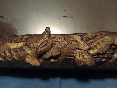 Sale Photo Thumbnail #310: 29 1/2" wide, 2" deep, 25 1/2" high. Some loss of silvering from mirror. Mirror partly detached from frame.