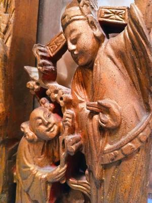 Sale Photo Thumbnail #316: 29 1/2" wide, 2" deep, 25 1/2" high. Some loss of silvering from mirror. Mirror partly detached from frame.