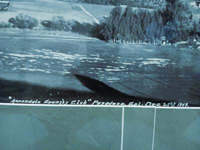 Sale Photo Thumbnail #323: San Gabriel Valley/Mountains in Glazed Black Frame and gray mat. Probably a later print. Frame 53 1/2" x 12 1/2", Image 47 3/4" x 7".