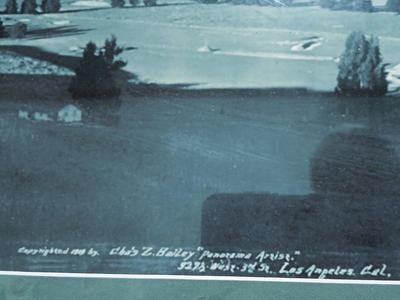 Sale Photo Thumbnail #322: San Gabriel Valley/Mountains in Glazed Black Frame and gray mat. Probably a later print. Frame 53 1/2" x 12 1/2", Image 47 3/4" x 7".