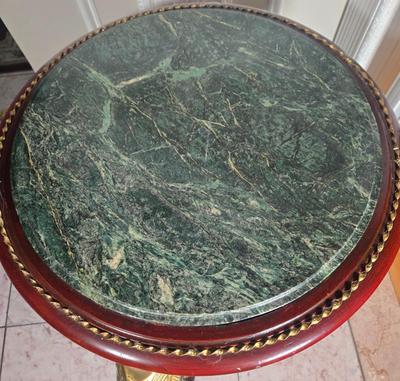 LOT 123P: Empire Style Gilt Metal and Marble Top Side Table