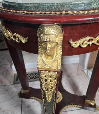 LOT 123P: Empire Style Gilt Metal and Marble Top Side Table