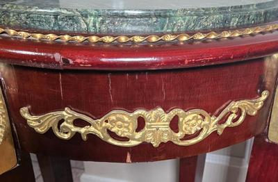 LOT 123P: Empire Style Gilt Metal and Marble Top Side Table