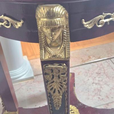 LOT 123P: Empire Style Gilt Metal and Marble Top Side Table