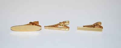 Collection of 3 Gold Tone TIE CLASPS (1¼" - 1¾")