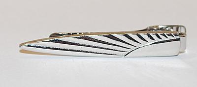 Vintage-Style Silver Tone Striped FIN TIE CLASP (1¾" L)