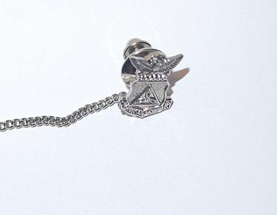 "Society" Style TIE PIN & CHAIN (½" x ¼") in Silver Tone