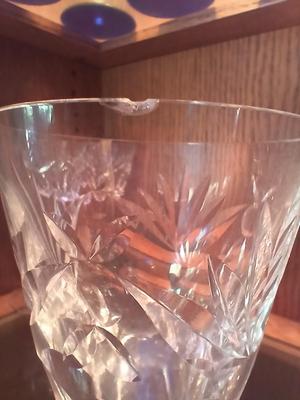 Sale Photo Thumbnail #595: 6 7/8" tall. Flea bite and chip to rim of 1 glass.