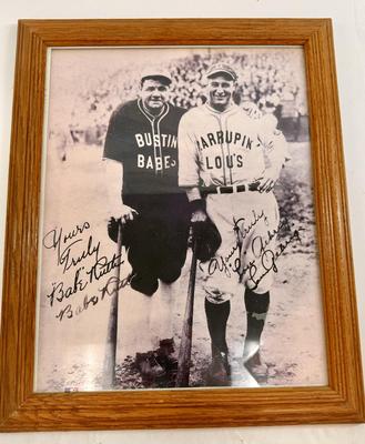 Sale Photo Thumbnail #14: Print of a famous 1927 photograph featuring legendary baseball players Babe Ruth and Lou Gehrig.  Official MLB reprint.
