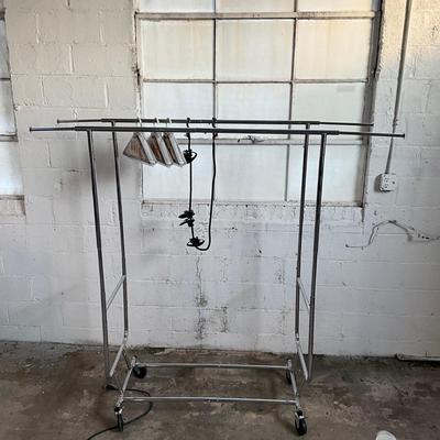 592 Double Stainless Steel Clothing Rack with Hanging Bags