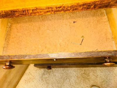 ANTIQUE TIGER OAK MIRRORED BACK SIDEBOARD BUFFET ON CASTERS