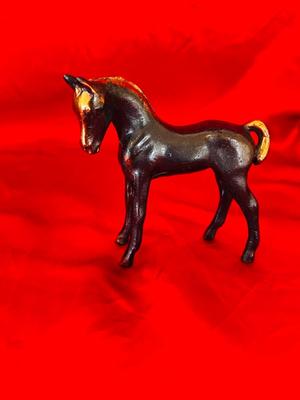 VINTAGE HEAVY BRONZE COLT AND BUCKING BRONCO VAQUERO COWBOY