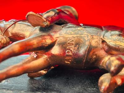 VINTAGE HEAVY BRONZE COLT AND BUCKING BRONCO VAQUERO COWBOY