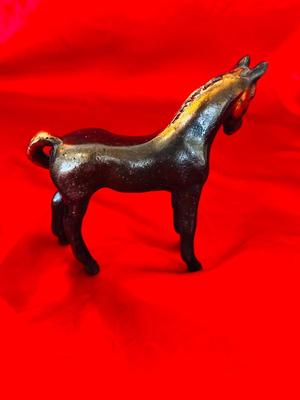 VINTAGE HEAVY BRONZE COLT AND BUCKING BRONCO VAQUERO COWBOY