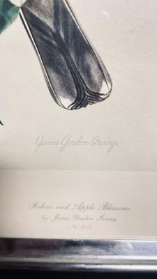 UNIQUE HANDD CARVED BIRDS, CERAMIC SQUIRREL, BEAR. GLASS SQUIRREL, AND ROBIN PICTURE