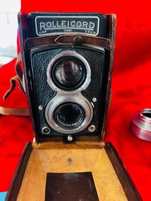 VERY OLD ROLLEICORD CAMERA AND ACCESSORIES