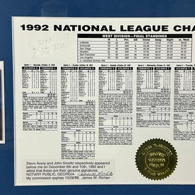 825 Framed And Signed 1992 National League Champions 86/1000 Matted